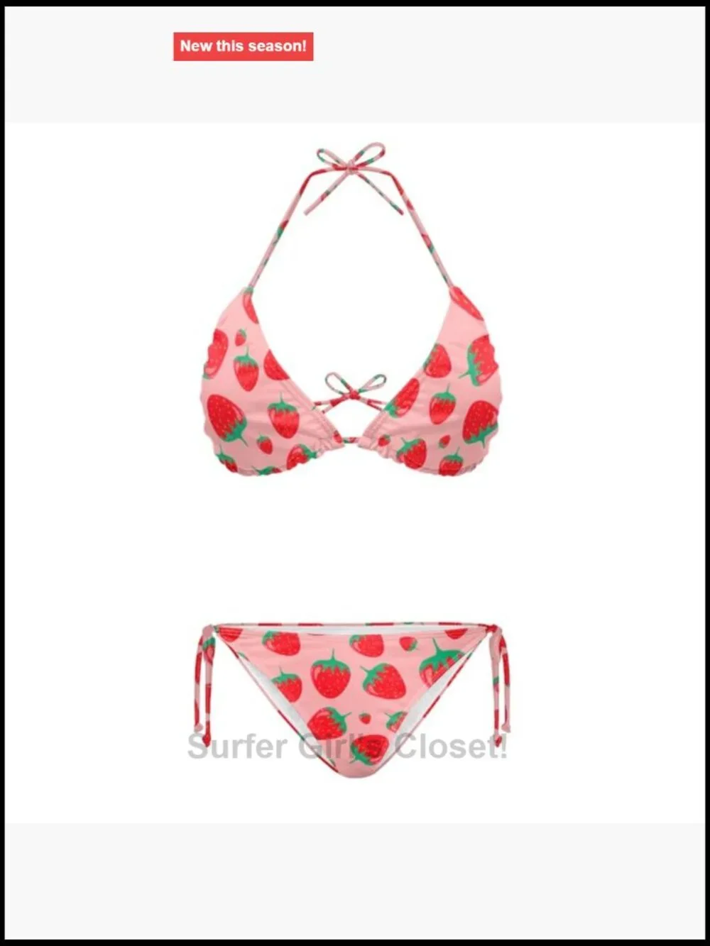 Women's Two Piece Bikini Swimsuit Fruit Print Halter Triangle Tie Side